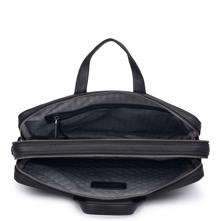 Carbon Leather Laptop Bag - Black
