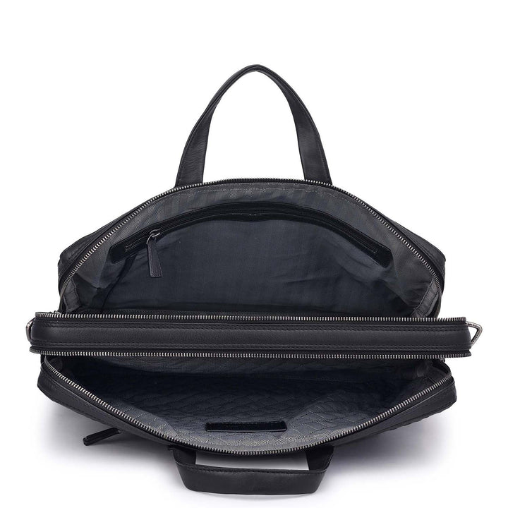 Ostrich Leather Laptop Bag - Black