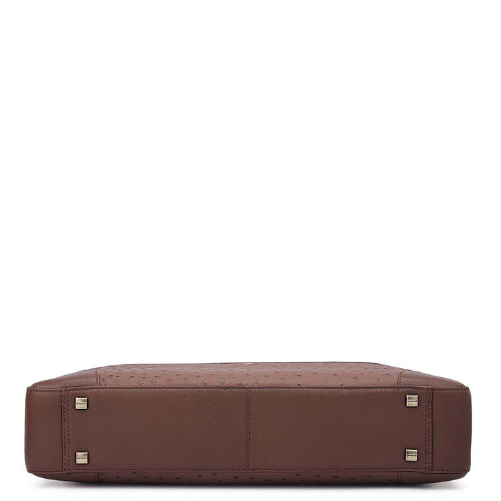 Ostrich Leather Laptop Bag - Brown