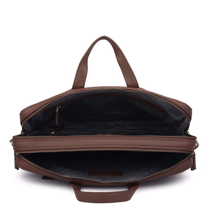 Ostrich Leather Laptop Bag - Brown