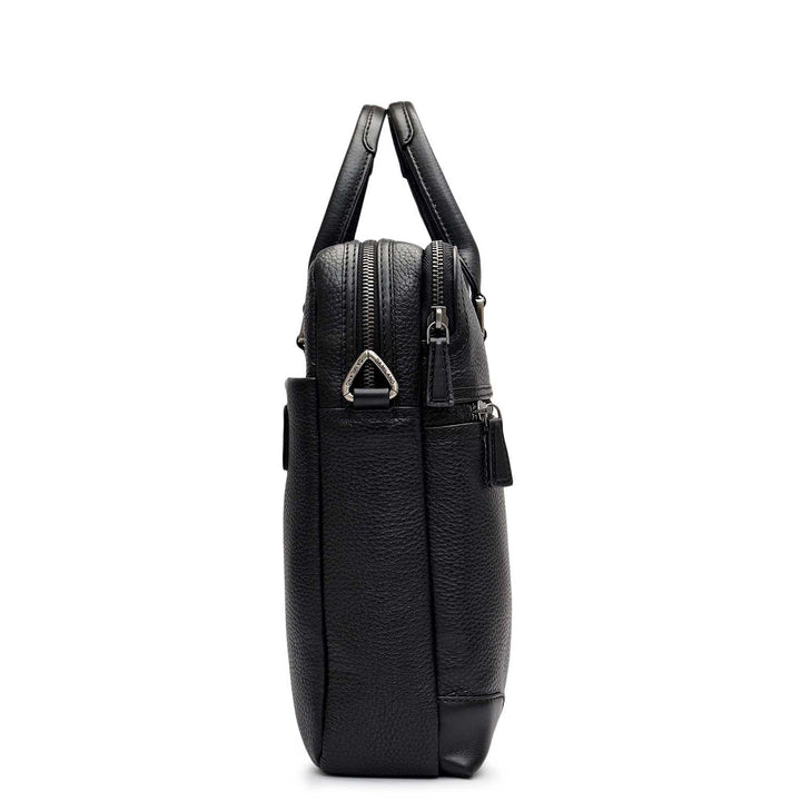 Wax Leather Laptop Bag - Black