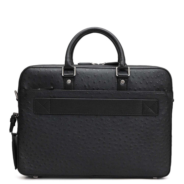 Ostrich Leather Laptop Bag - Black