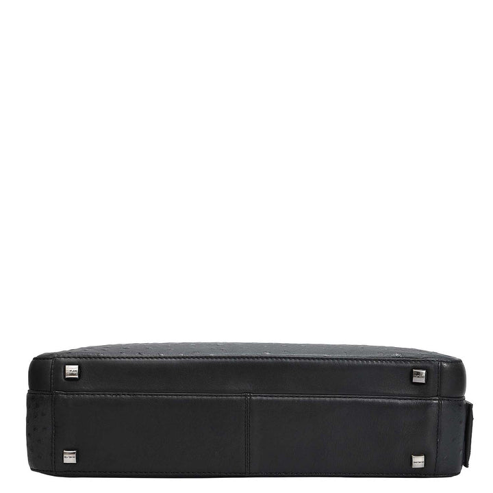 Ostrich Leather Laptop Bag - Black