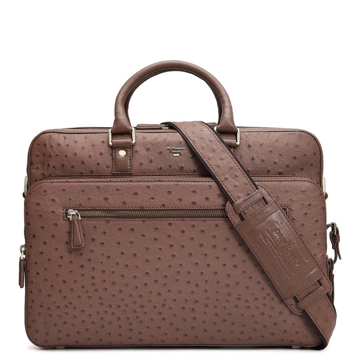 Ostrich Leather Laptop Bag - Mocha