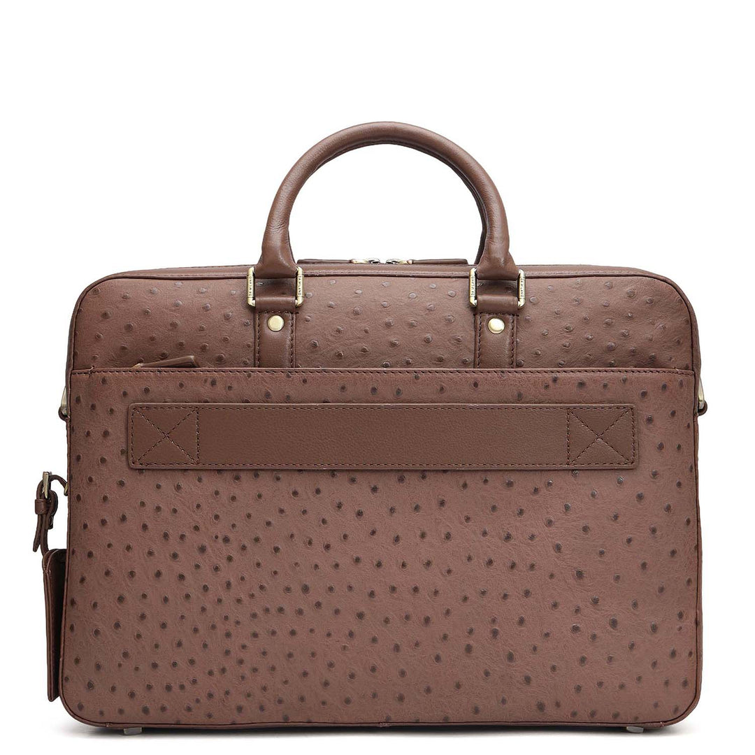 Ostrich Leather Laptop Bag - Mocha