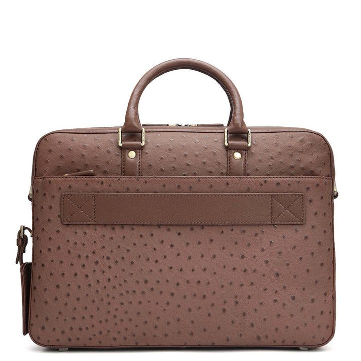 Ostrich Leather Laptop Bag - Mocha