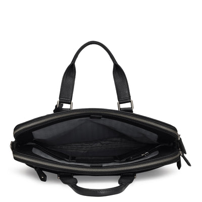Black Wax Leather Laptop Bag - Upto 15"