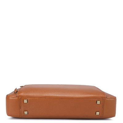Cognac Franzy Leather Laptop Bag - Upto 15"