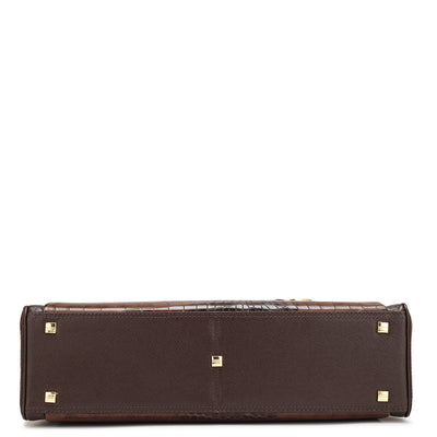 Brown Croco Leather Laptop  Bag - Upto 15"