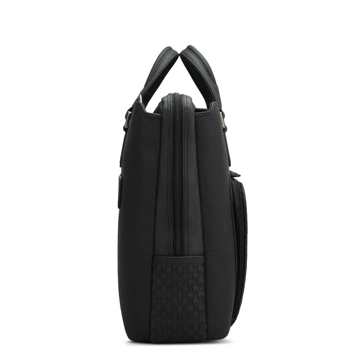 Punch Mat Leather Laptop Bag - Black