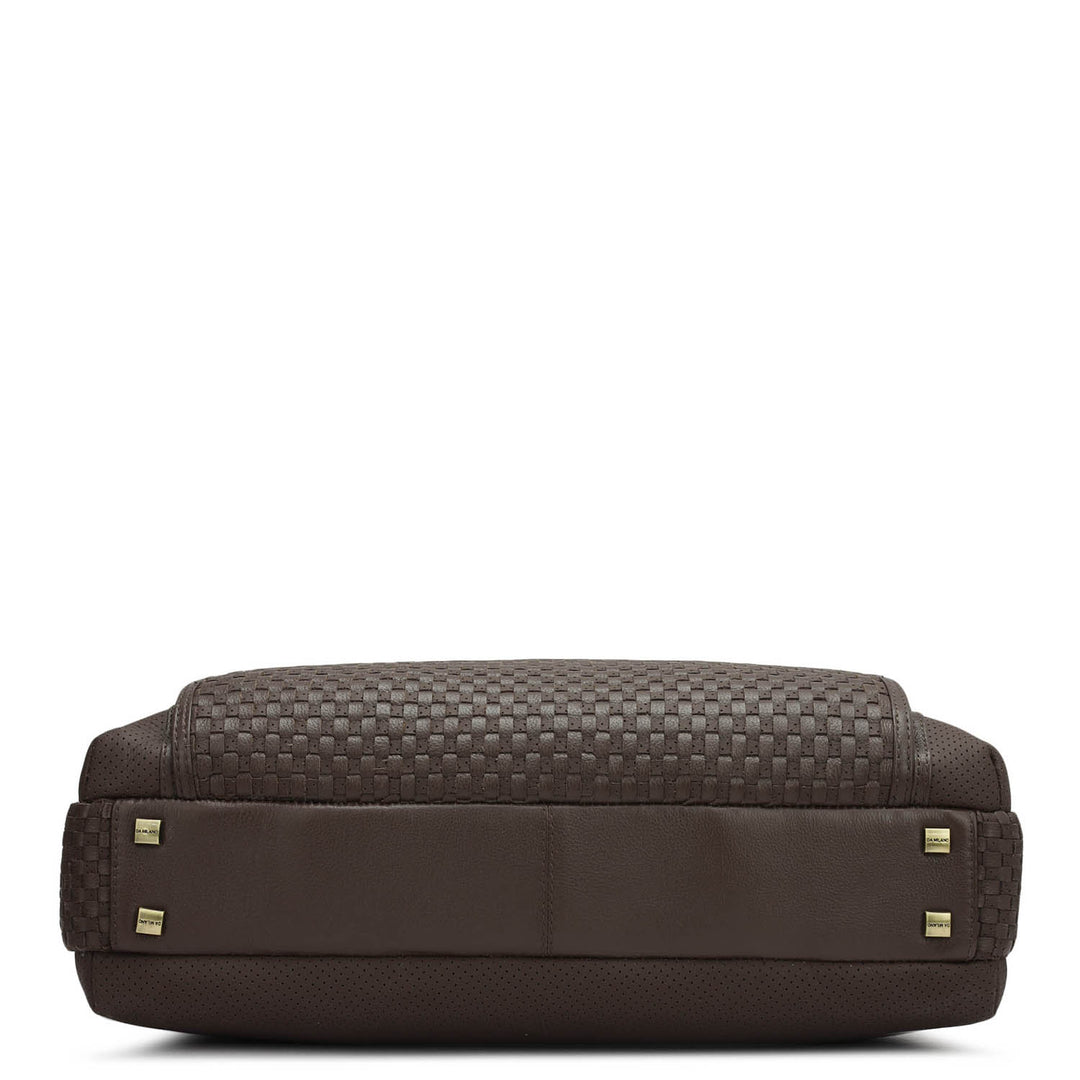 Punch Mat Leather Laptop Bag - Brown