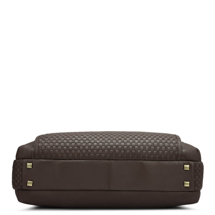 Punch Mat Leather Laptop Bag - Brown