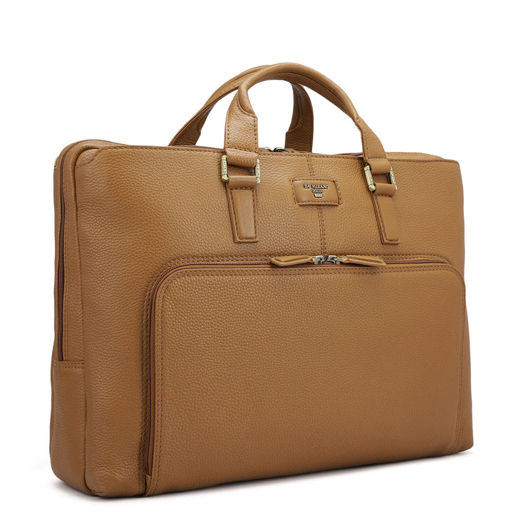 Wax Leather Laptop Bag - Caramel