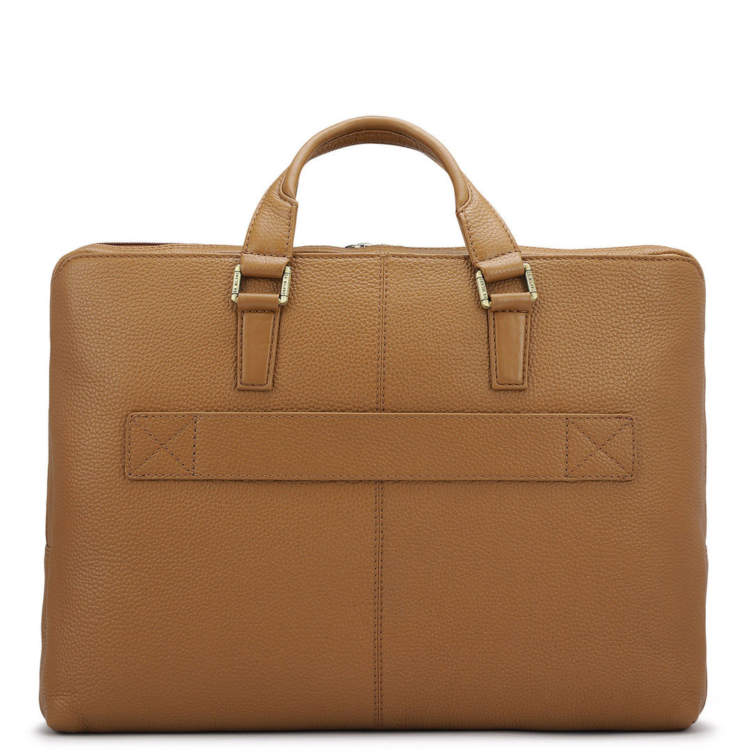 Wax Leather Laptop Bag - Caramel