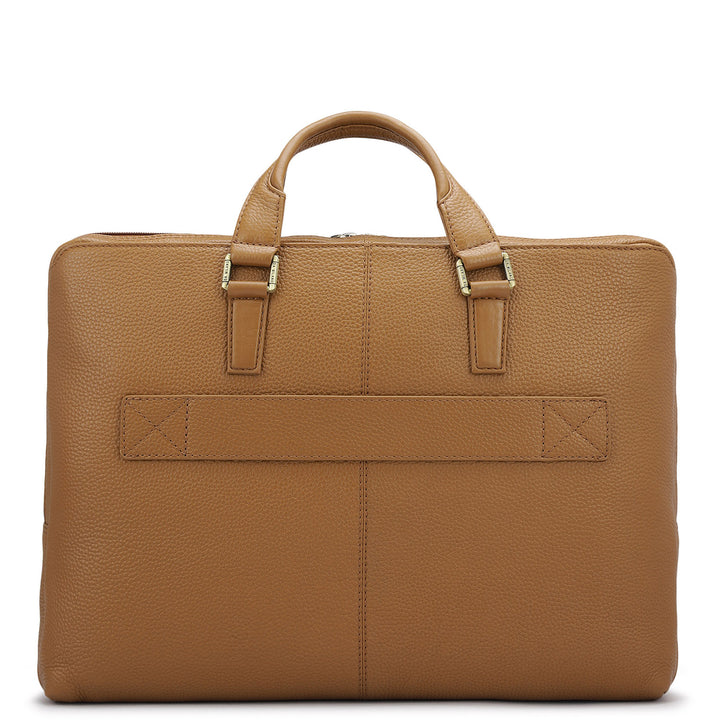 Wax Leather Laptop Bag - Caramel