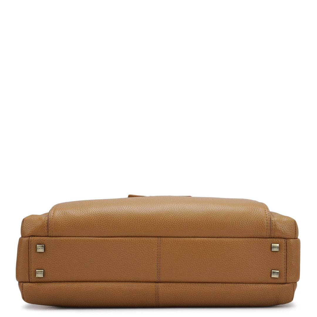 Wax Leather Laptop Bag - Caramel