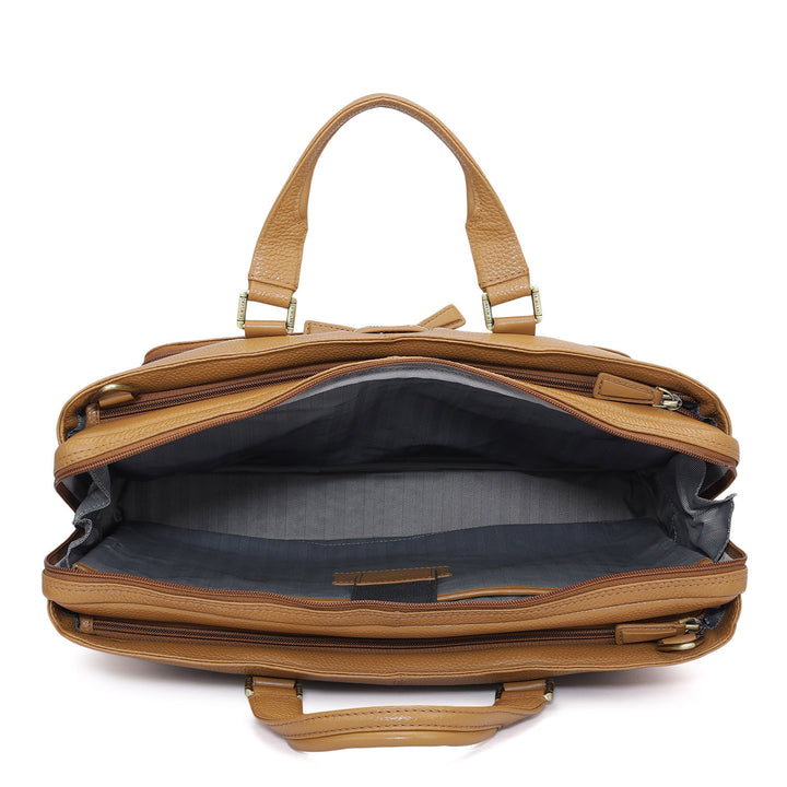 Wax Leather Laptop Bag - Caramel