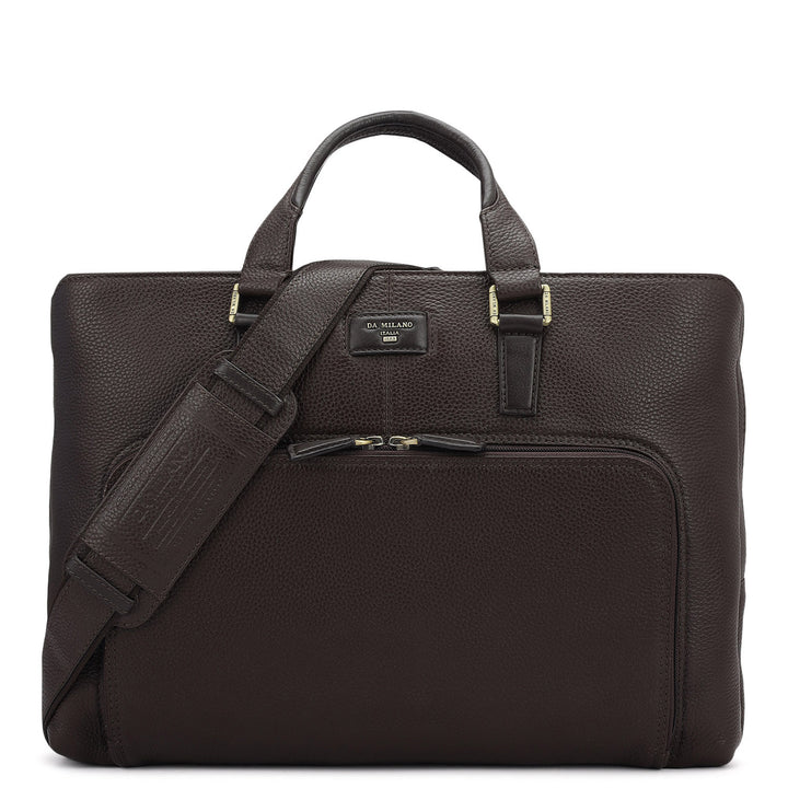 Wax Leather Laptop Bag - Chocolate
