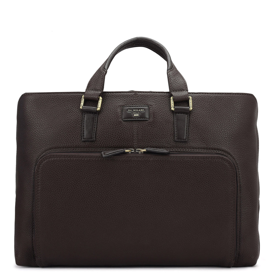 Wax Leather Laptop Bag - Chocolate