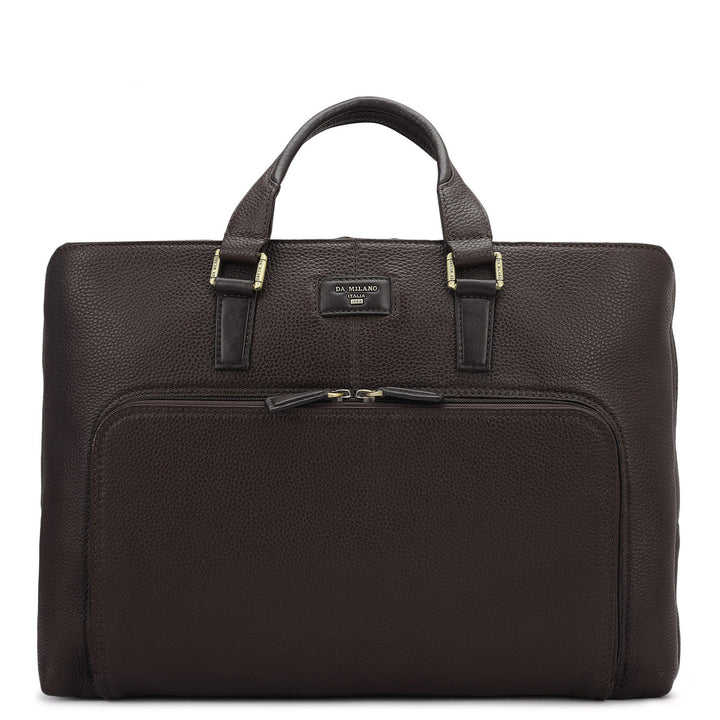 Wax Leather Laptop Bag - Chocolate