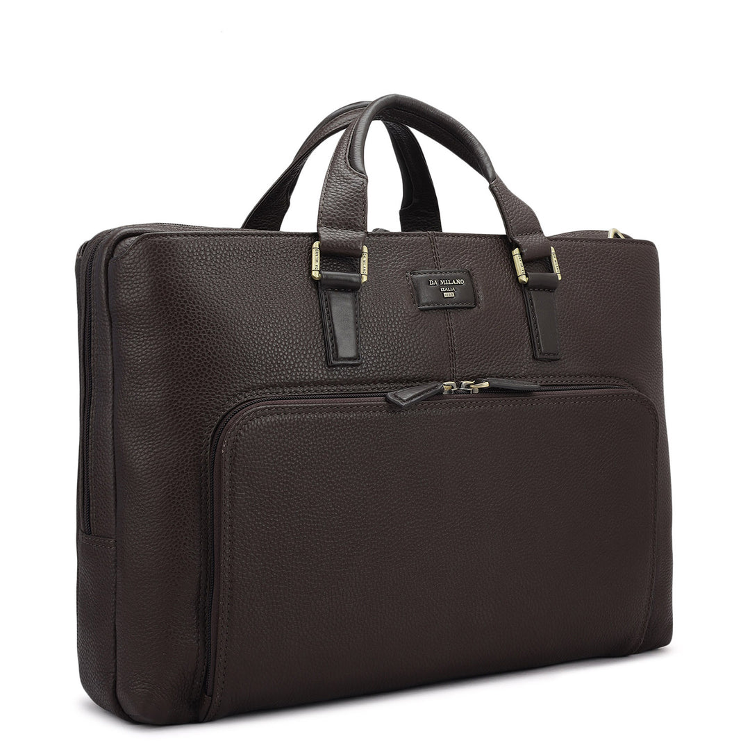 Wax Leather Laptop Bag - Chocolate