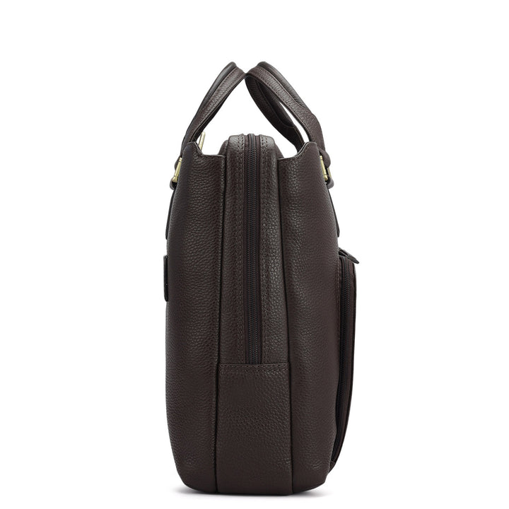 Wax Leather Laptop Bag - Chocolate