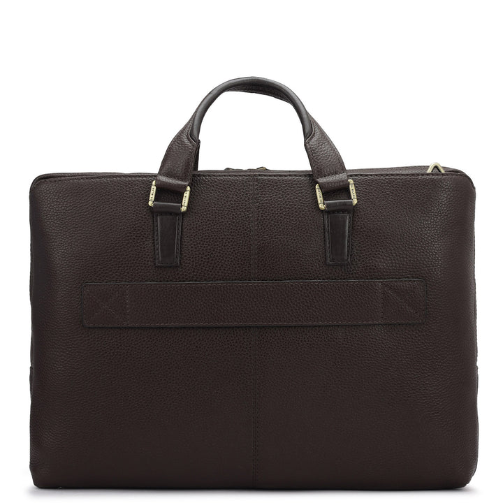 Wax Leather Laptop Bag - Chocolate