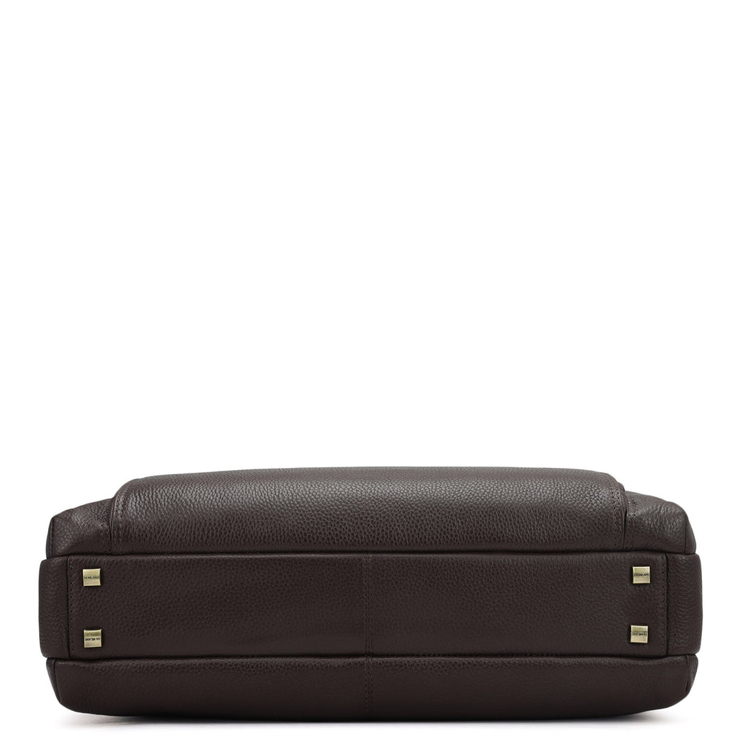Wax Leather Laptop Bag - Chocolate