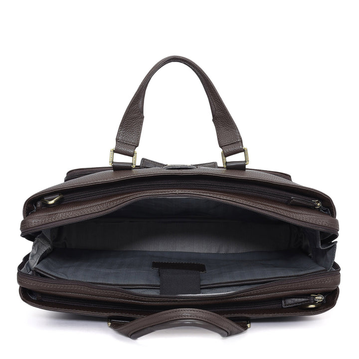 Wax Leather Laptop Bag - Chocolate