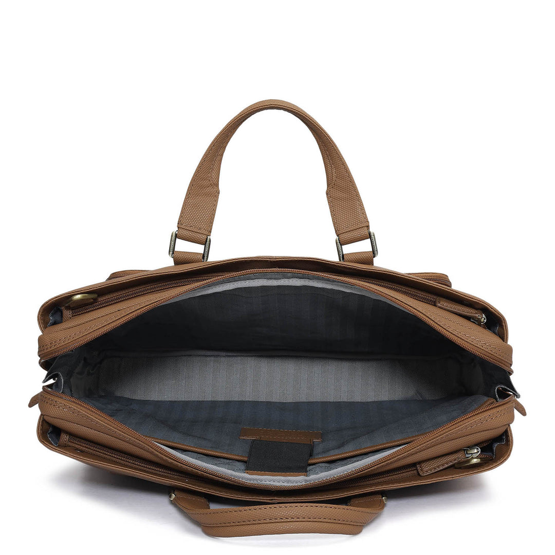 Fish Leather Laptop Bag - Cognac