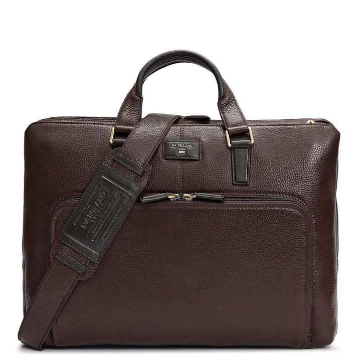 Wax Leather Laptop Bag - Chocolate