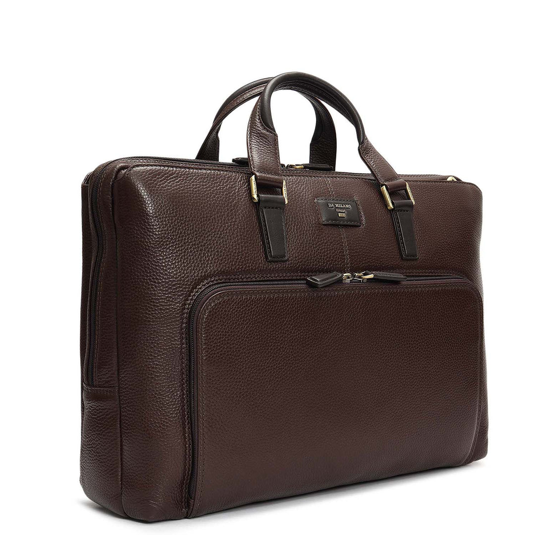 Wax Leather Laptop Bag - Chocolate