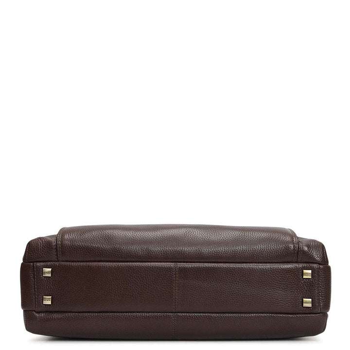 Wax Leather Laptop Bag - Chocolate