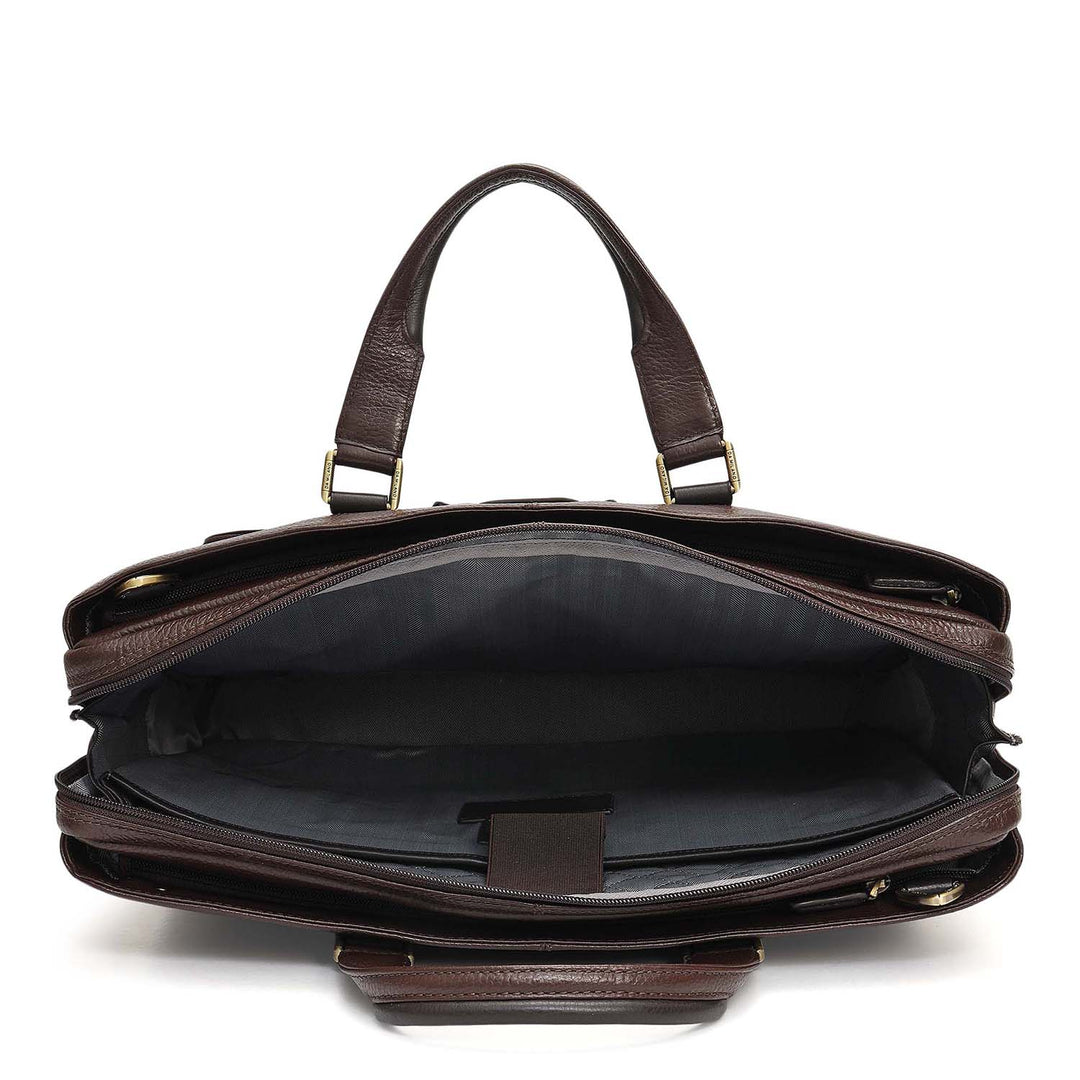 Wax Leather Laptop Bag - Chocolate