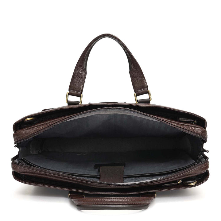Wax Leather Laptop Bag - Chocolate