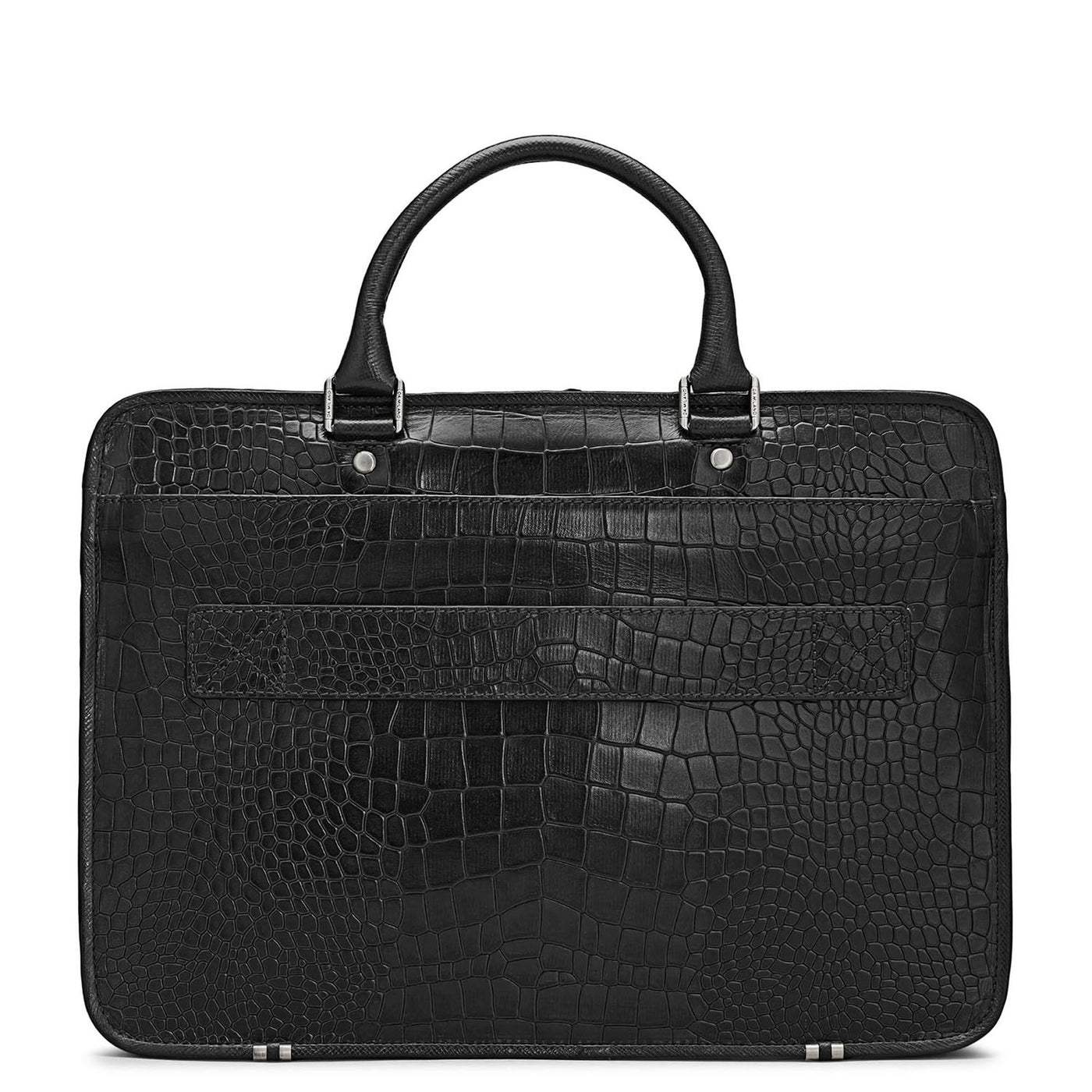 Black Croco Leather Laptop Bag - Upto 14"