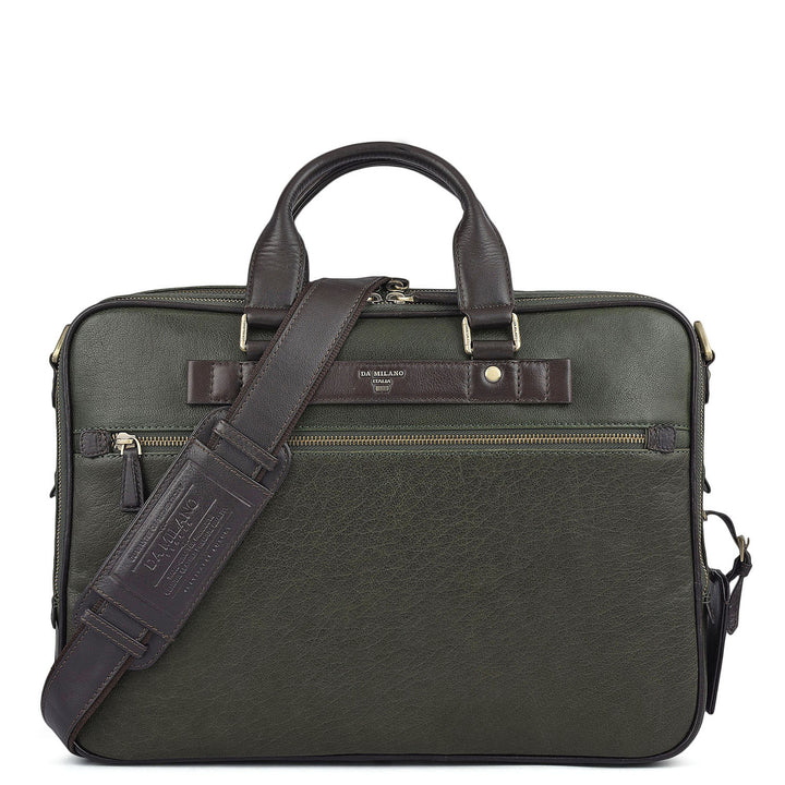 Elephant Pattern Leather Laptop Bag - Green