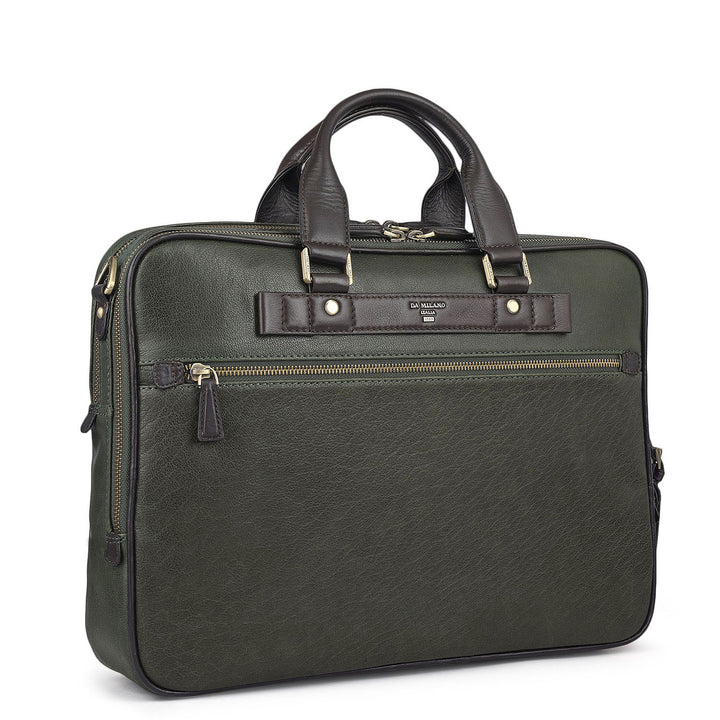 Elephant Pattern Leather Laptop Bag - Green
