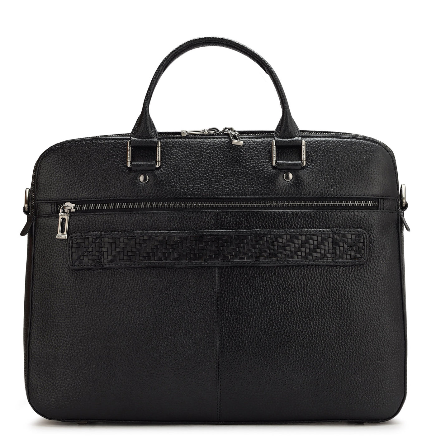 Black Mat Wax Leather Laptop Bag - Upto 16"