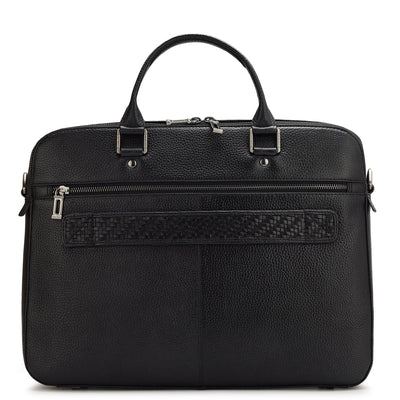 Black Mat Wax Leather Laptop Bag - Upto 16"