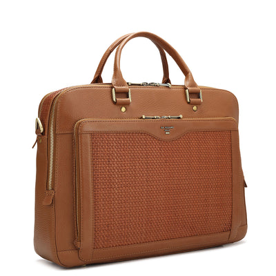 Cognac Mat Wax Leather Laptop Bag - Upto 16"