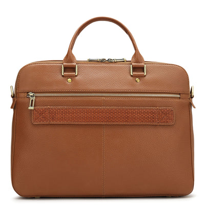 Cognac Mat Wax Leather Laptop Bag - Upto 16"