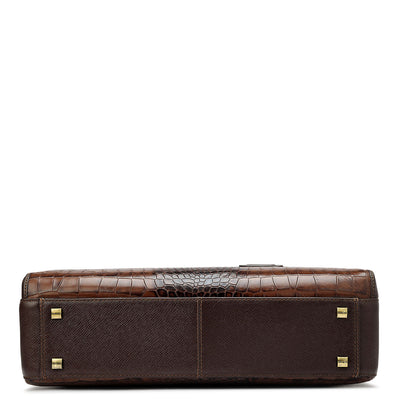 Brown Croco Leather Laptop Bag - Upto 16"