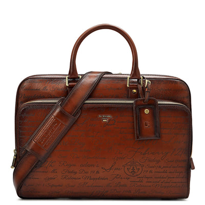 Cognac Signato Leather Laptop Bag - Upto 16"