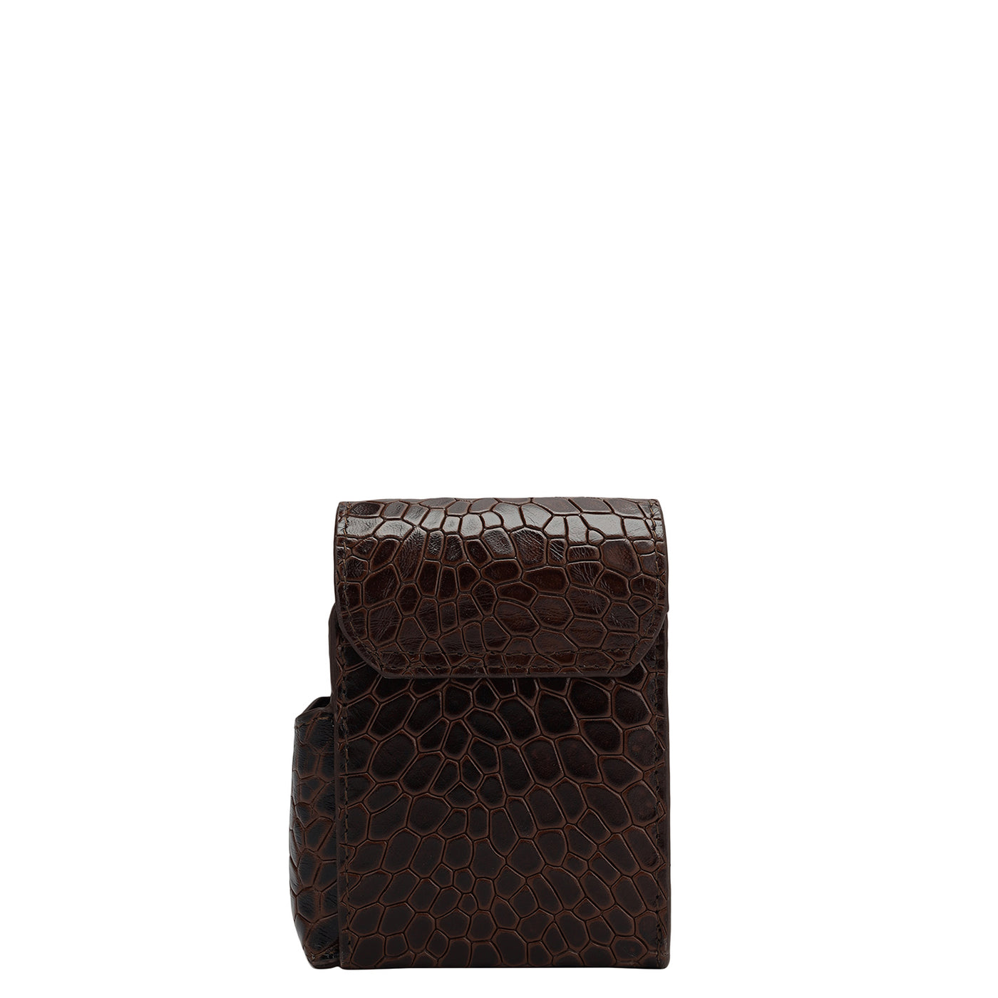 Croco Leather Cigarette Case - Brown