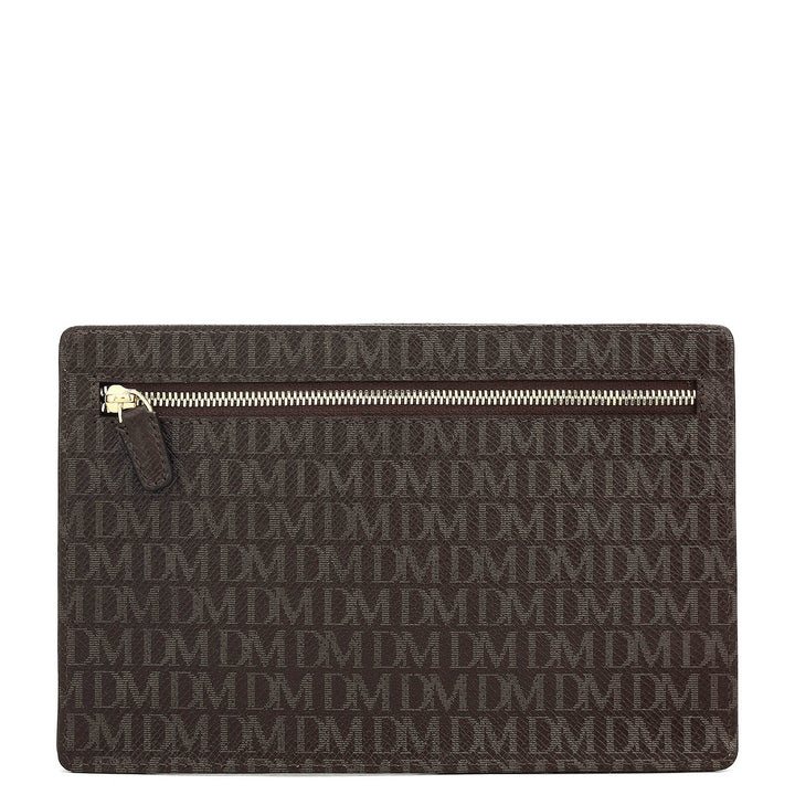 Small Monogram Leather Clutch - Chocolate