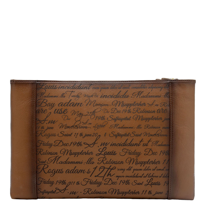 Small Signato Leather Clutch - Cognac