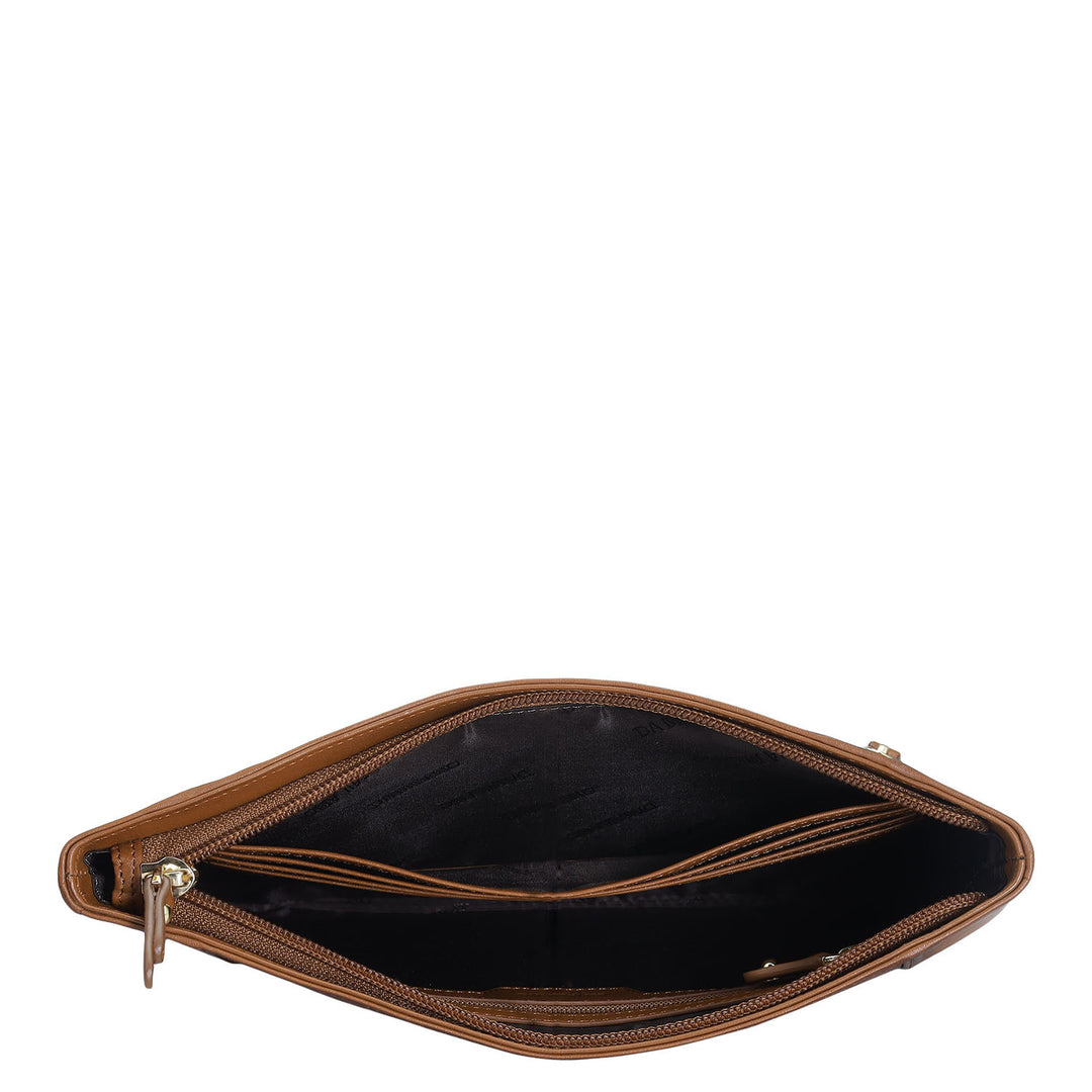 Small Signato Leather Clutch - Cognac