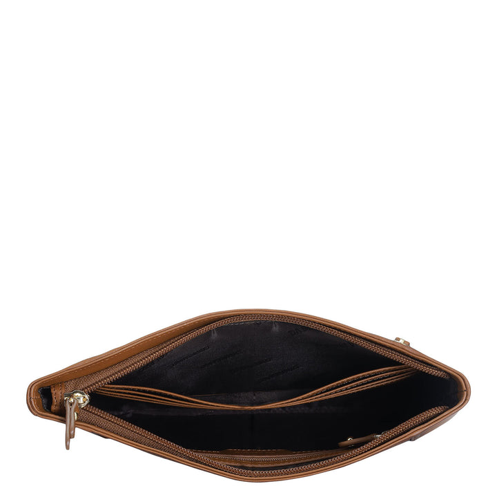 Small Signato Leather Clutch - Cognac
