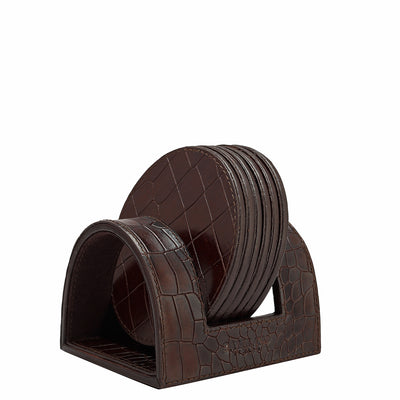Croco Leather Coaster - Brown